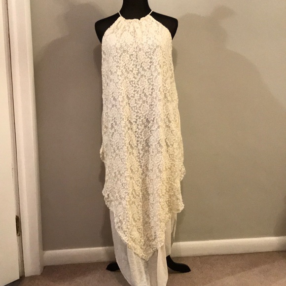 Free People Dresses & Skirts - FREE PEOPLE long cream lace halter dress